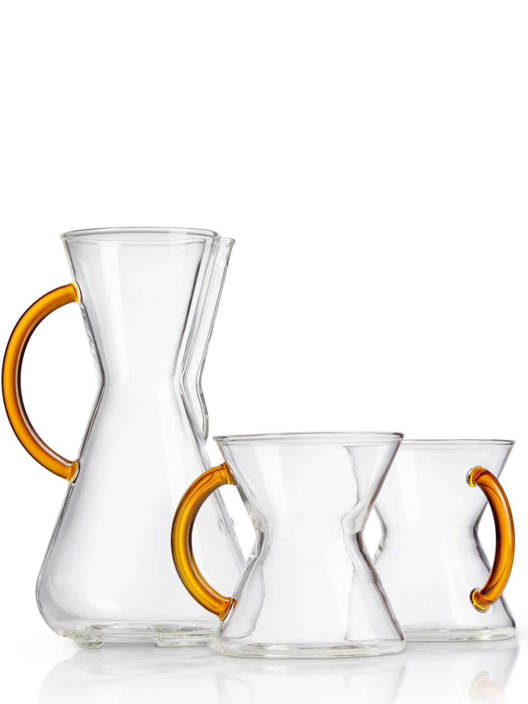 Three Cup Gold Glass Handle Set