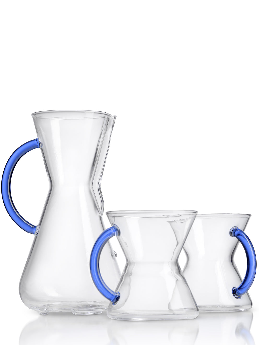 Three Cup Sapphire Glass Handle Set