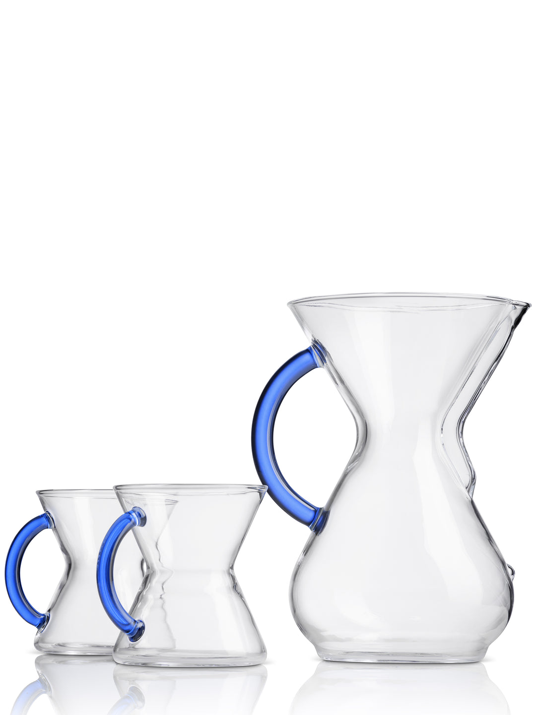 Six Cup Sapphire Glass Handle Set