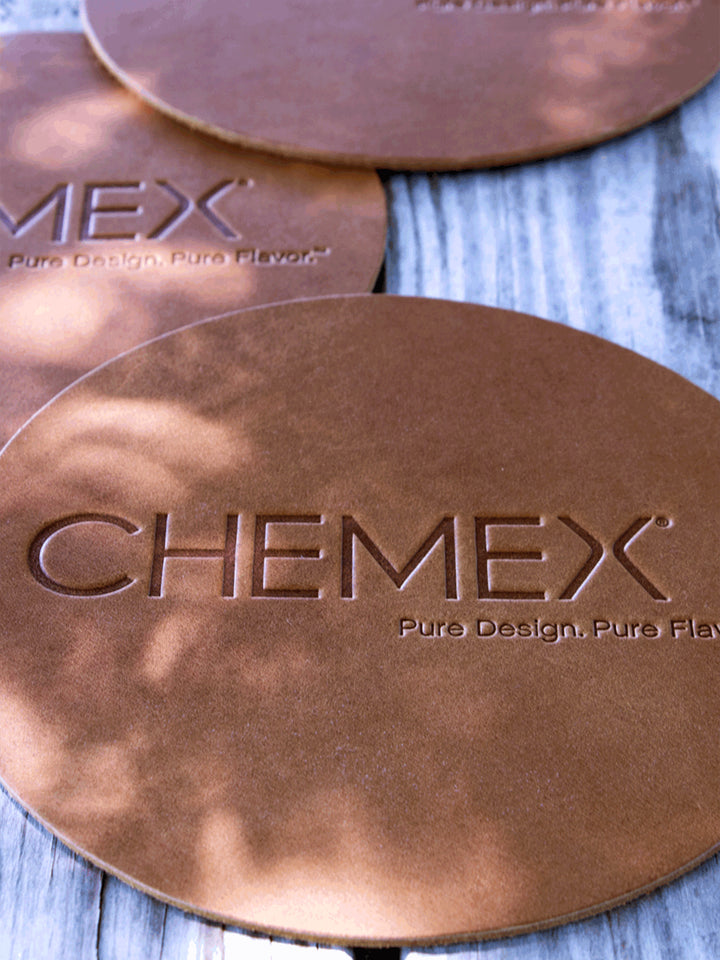 5.75" Leather Coaster close-up
