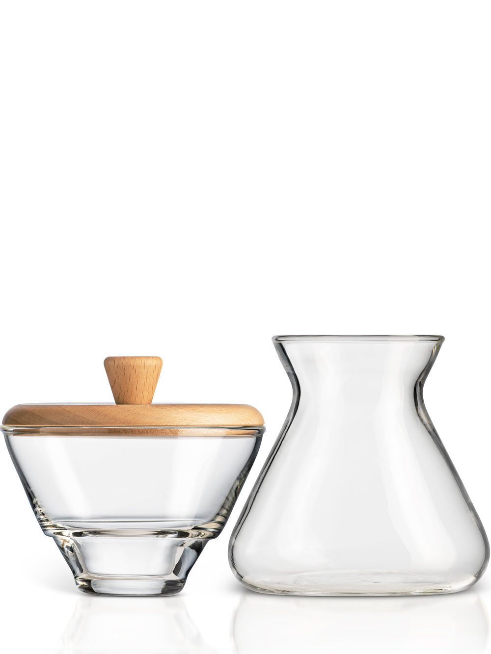 Handblown Cream & Sugar Set in two pieces sitting next to each other