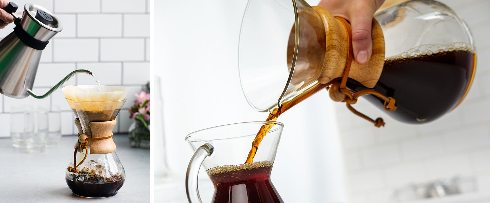 chettle brewing iced coffee into a 6-cup coffeemaker.