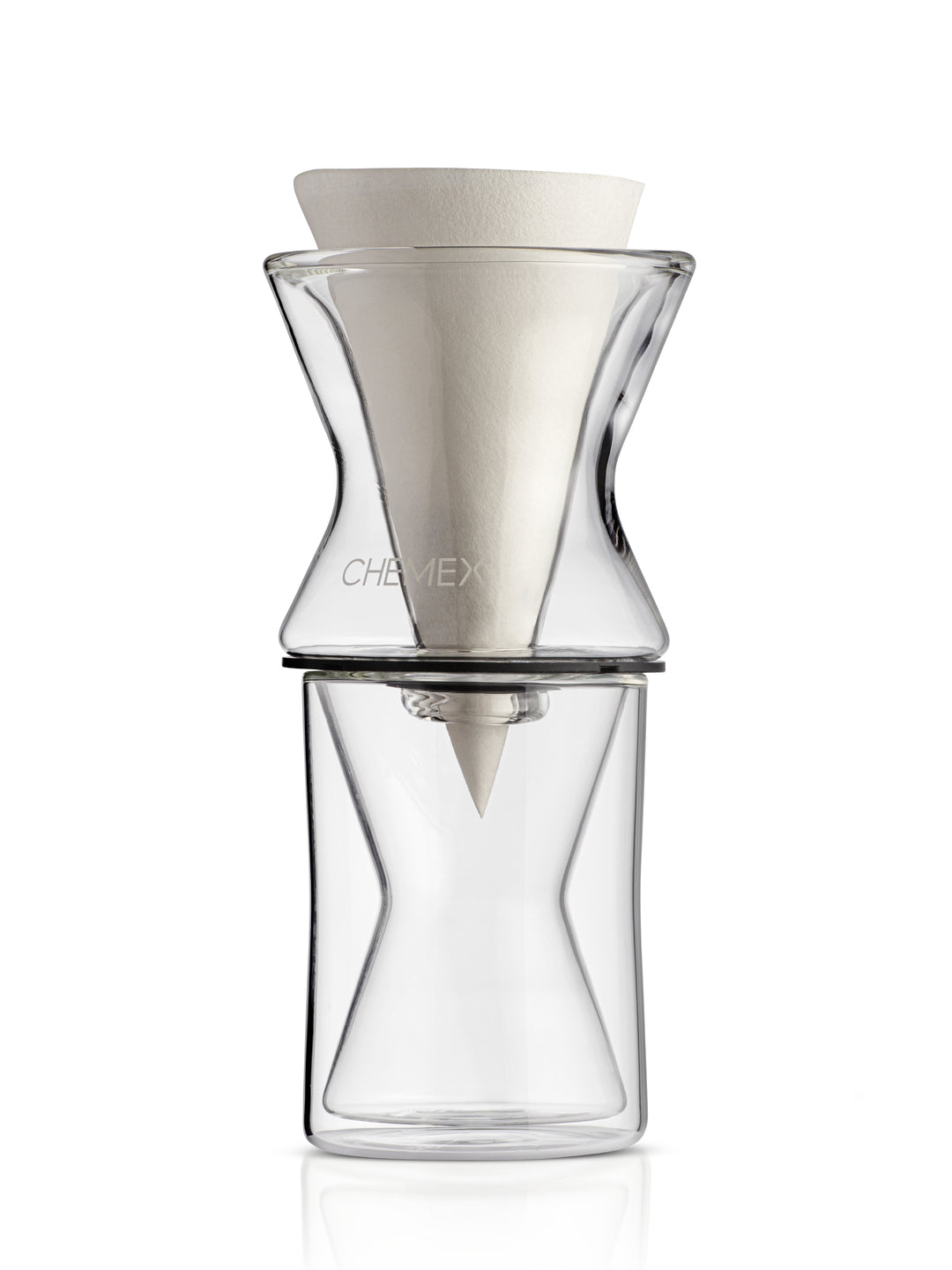 Double DW bundle, featuring the funnex coffeemaker on a double walled mug, with a white half moon filter