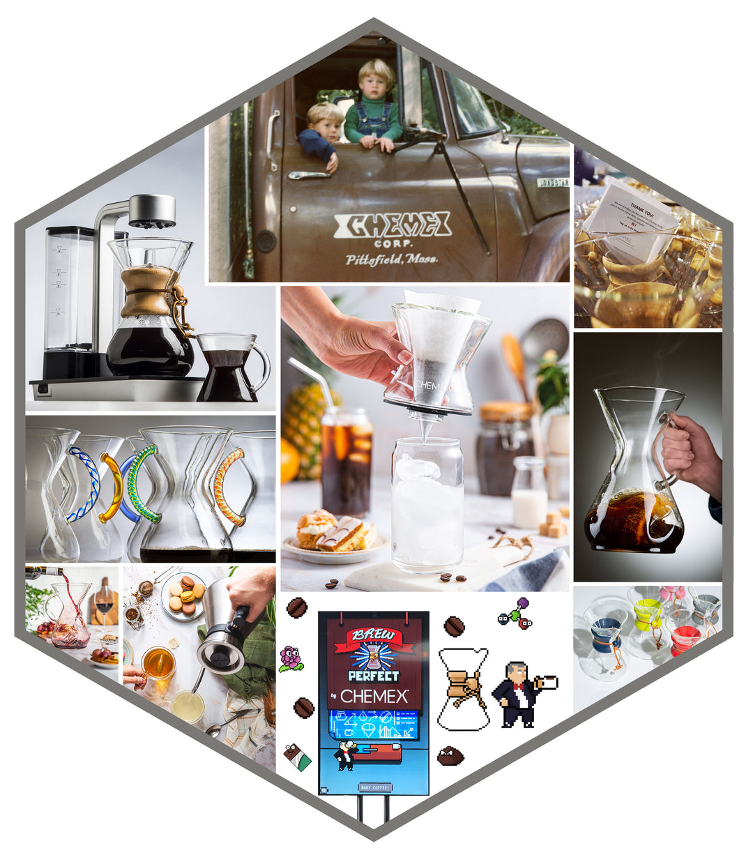 Chemex history to present day collage