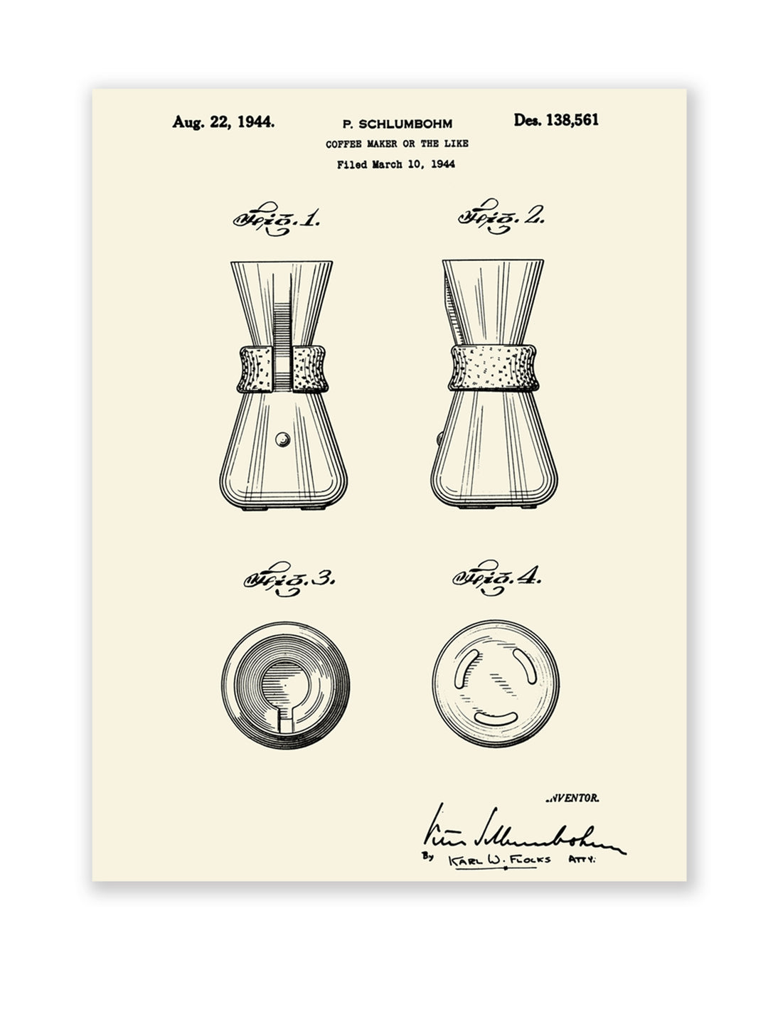 Patent Poster Coffeemaker 1944
