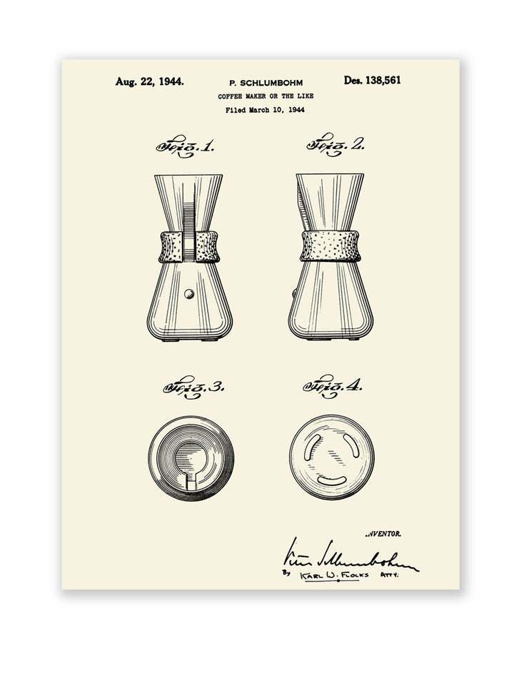 Patent Poster Coffeemaker 1944