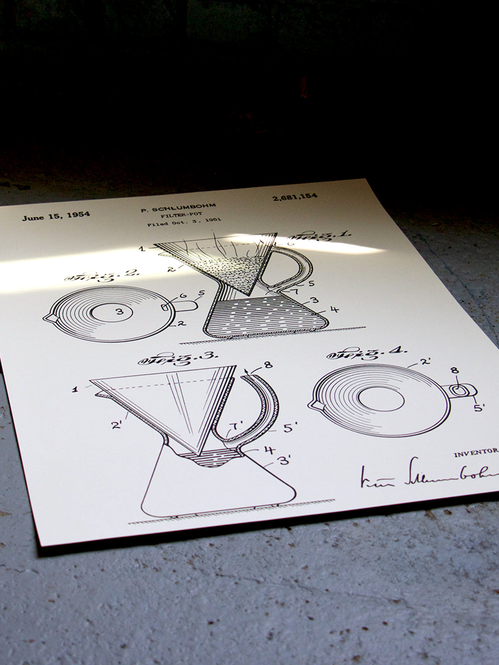 Patent Poster Filter Pot 1951 close-up