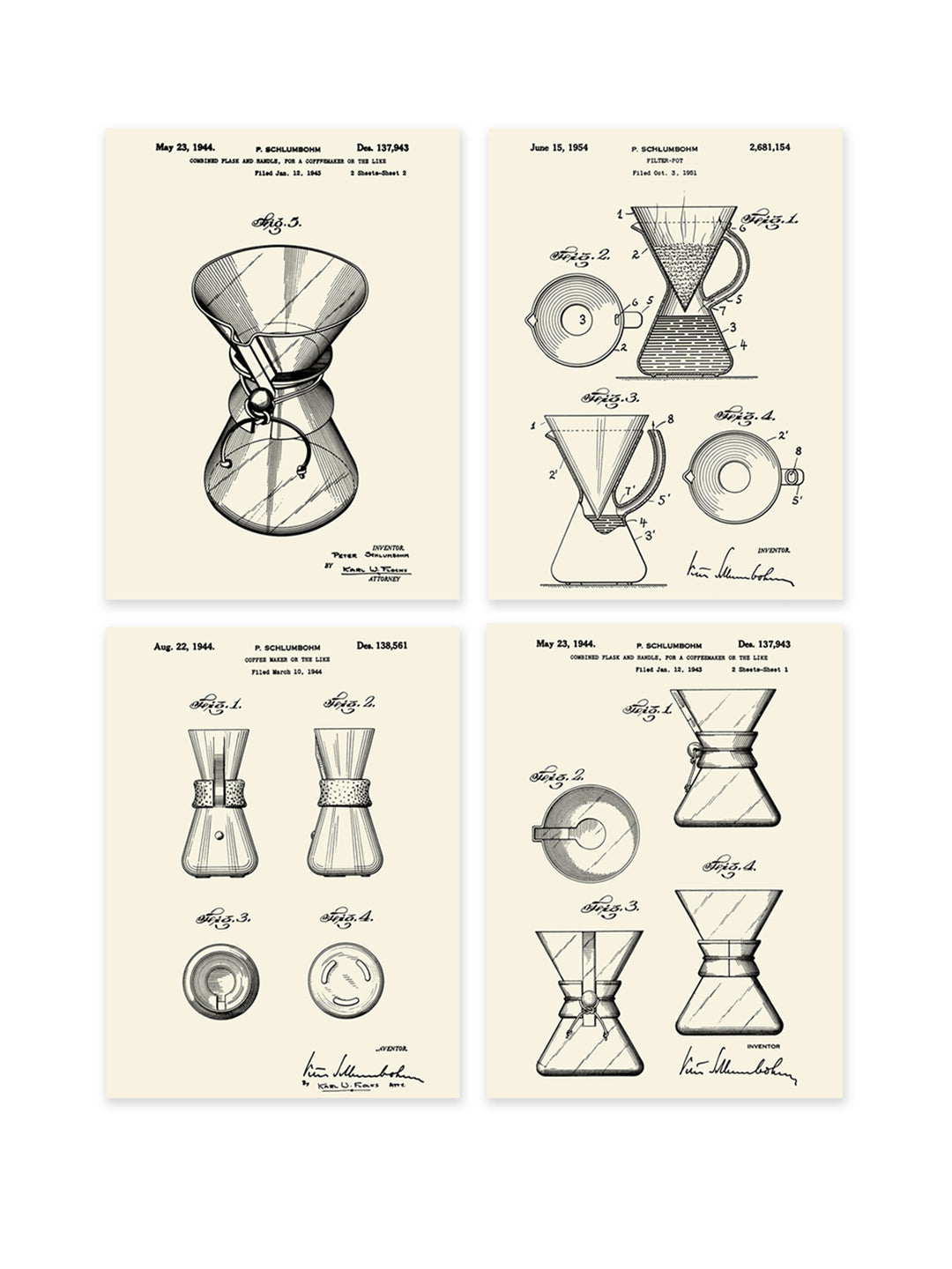 Patent poster set of four