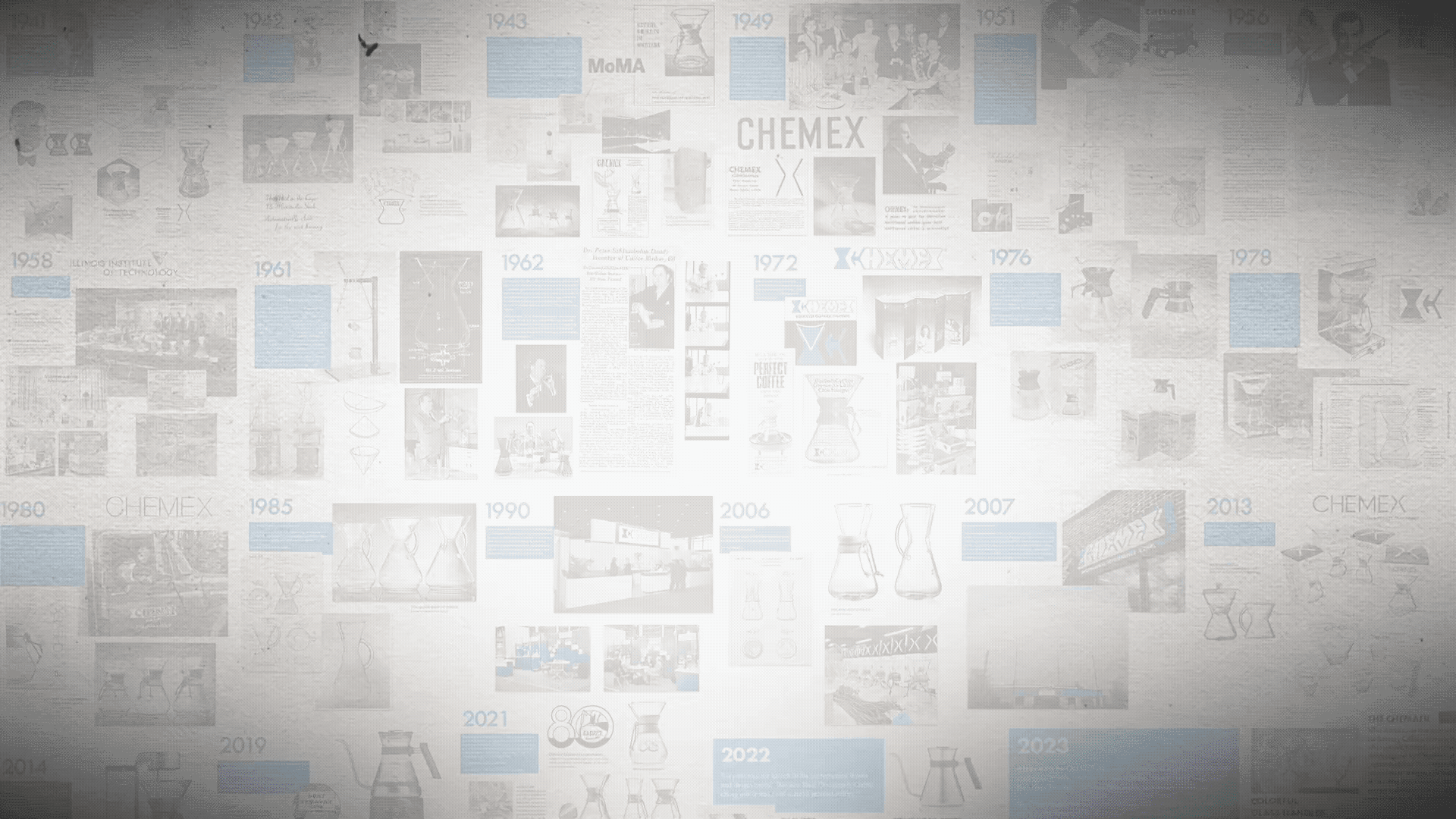 Rebrand Header showing CHEMEX history collage in a background while the CHEMEX CX symbol faded into the foreground