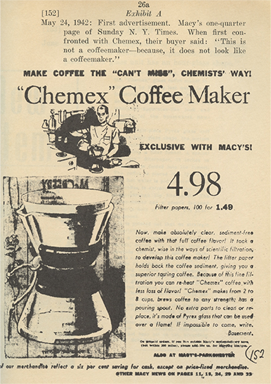 Macy's first Chemex advertisement, May 24 1942