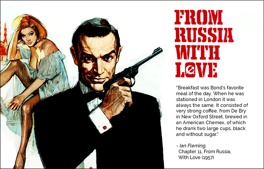 James Bond — From Russia With Love (1957), with Ian Fleming's Chemex coffee quote