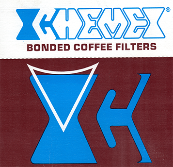 Chemex Bonded Coffee Filters — retro maroon-and-blue logo box