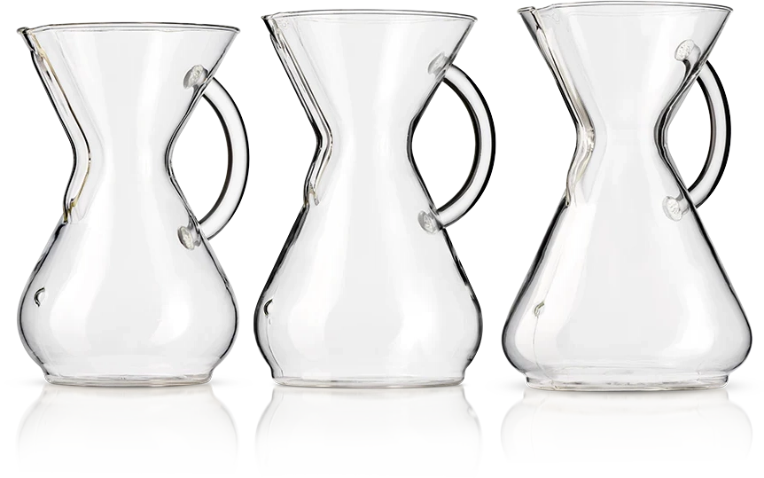 Chemex Glass Handle Series — CM-10GH, CM-8GH, CM-6GH (left to right)